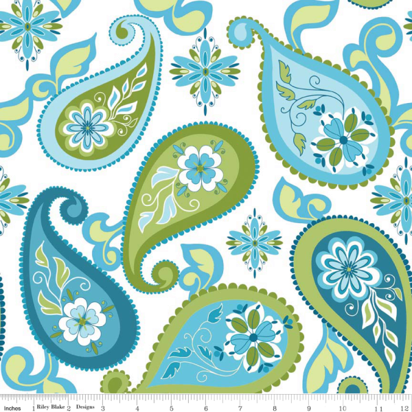 Paisley Stoff Blau Splendor