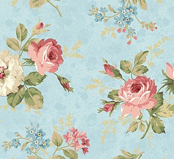 Blüten Stoff Blau Vintage Rose