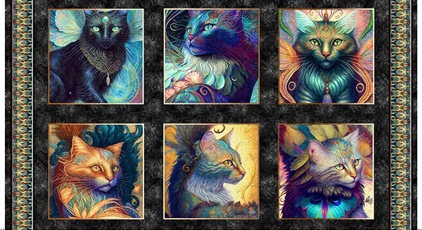 Rest 60cm Katzen Stoff Feline Fantasia Large Cat Picture Patches