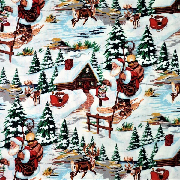 Weihnachtsstoff Christmas Time Alpine Santa