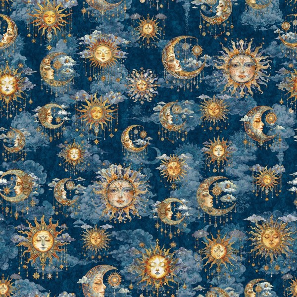 Bohemian Sunrise Celestial Sky Dark Blue