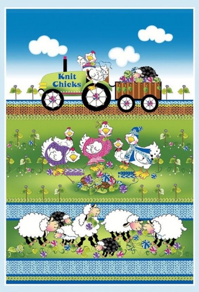 Knit Chicks Schafe Hühner Panel