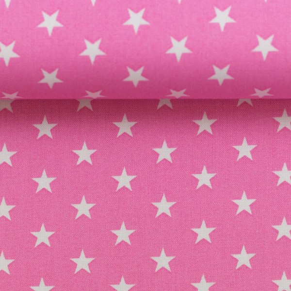 Baumwollstoff Sterne Rosa Weiß