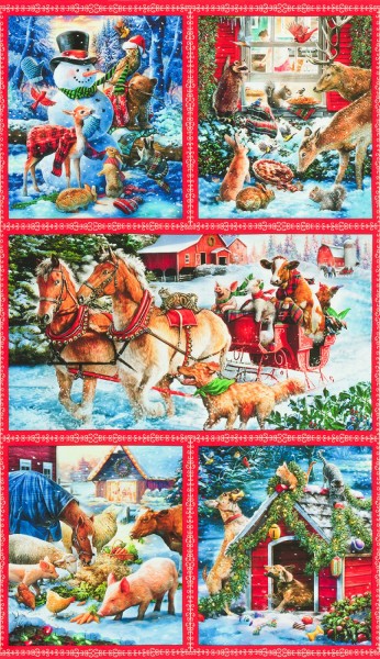 Tiere Weihnachten Panel Snow Pals