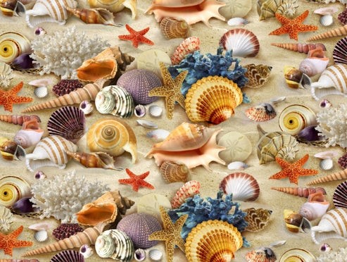 Muscheln Stoff Landscape Medley Seashells