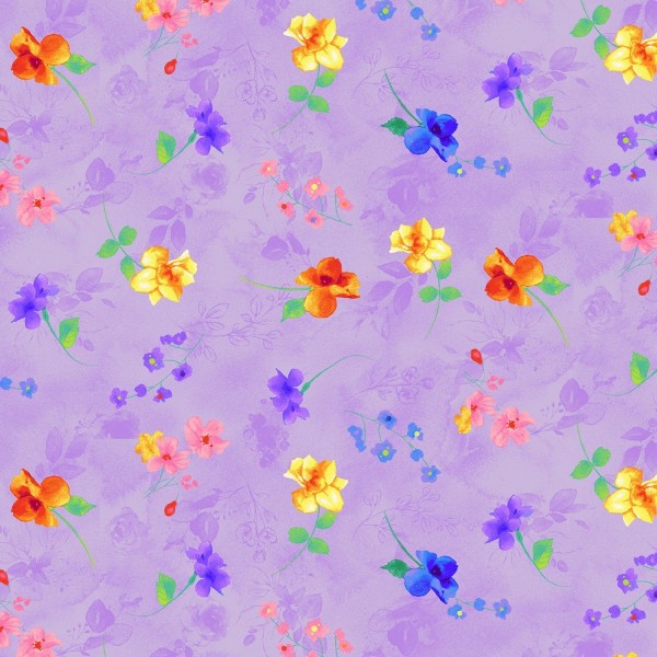 Blumen Stoff Rain Blossom Purple