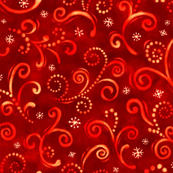 Weihnachtsstoff Rot Noel Sparkle Swirls Red