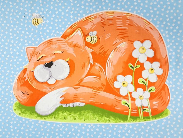 Kinderstoff Panel Playmate Cat Blue