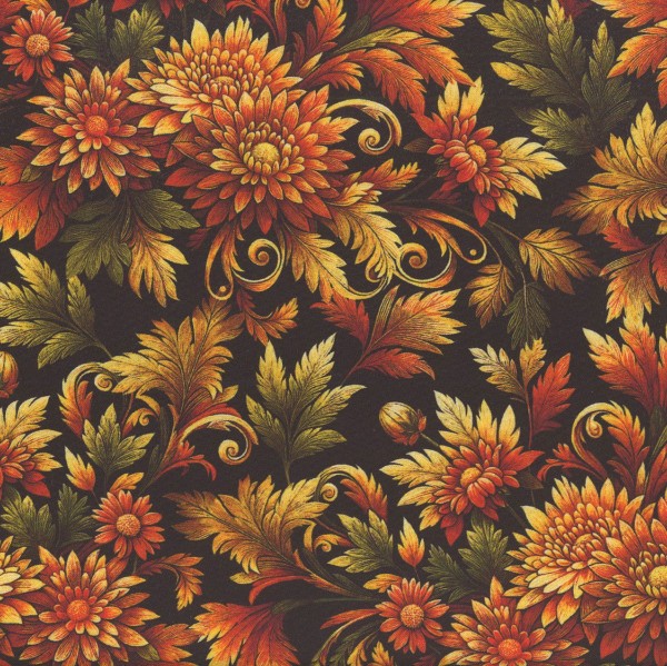 Blumen Herbst Stoff Autumn Cats Splendor Black Spice