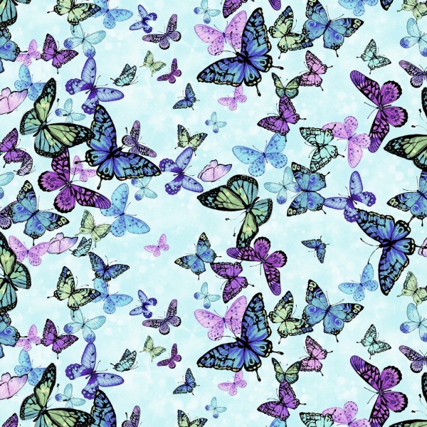 Schmetterlinge Stoff Digitaldruck Magic Butterflies Aqua