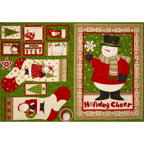 HO HO Holiday Stockings Christmas Panel Weihnachten