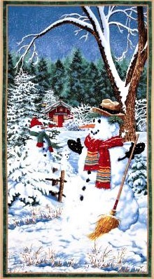 Weihnachtsmann Stoff Panel Snow Day