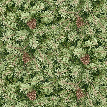 Tannenzweige Stoff Holiday Botanical Packed Pine Branches