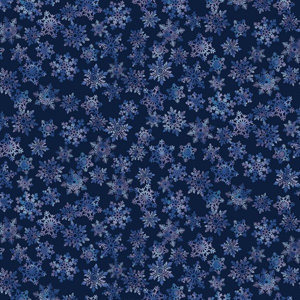Schneeflocken Stoff Blau Snowflakes Midnight