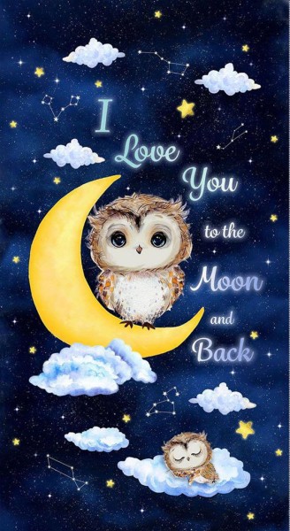 Eulen Kinder Stoff Panel Owl always Love you Digitaldruck