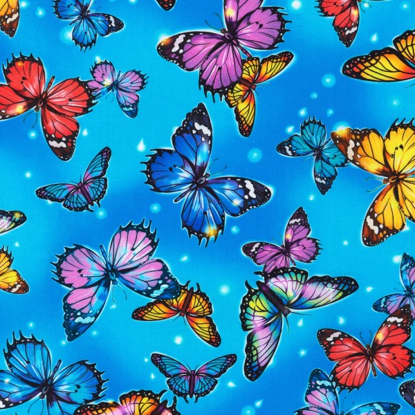 Schmetterlinge Stoff Türkis Fantastic Forest Butterflies Turquoise