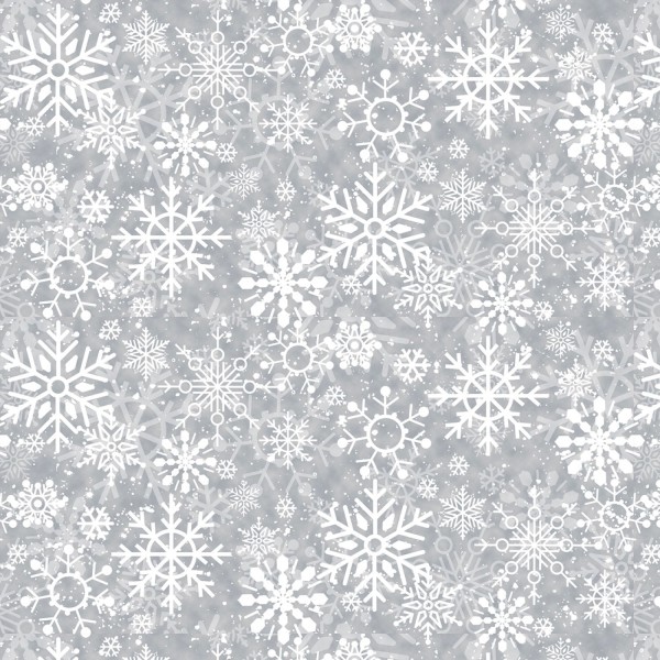 Schneeflocken Stoff Grau Welcome Winter Grey Snowflake