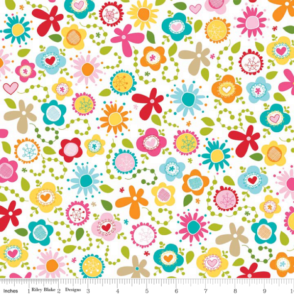 Blumen Stoff Weiß Summer Breeze