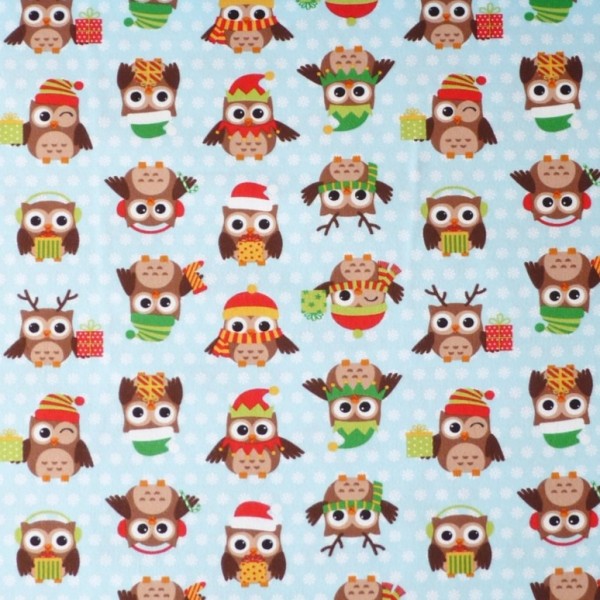 Kinder Stoff Eulen Holiday Hoot Owls Flanell