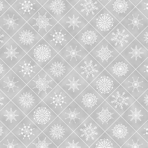 Schneeflocken Stoff Grau Holiday Lane Snowflakes in Boxes Gray