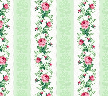 1m Julia's Garden Floral Stripe Grün