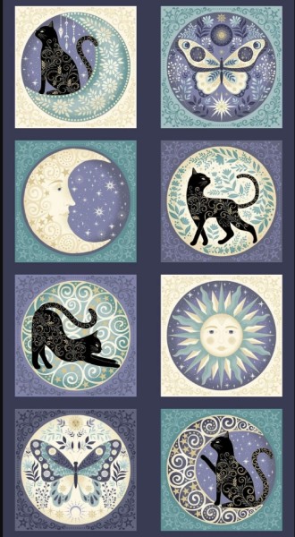 Katzen Stoff Panel Charmed