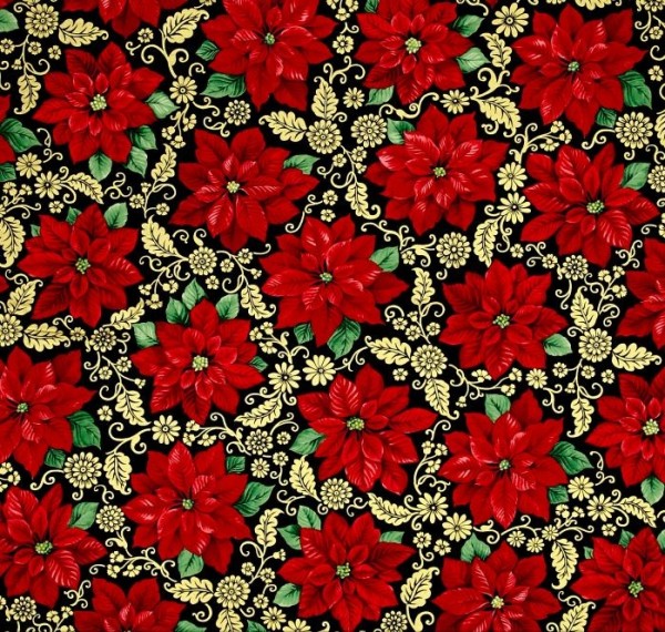 Patchworkstoff Poinsettia Grandeur Metallic Weihnachten Stoff