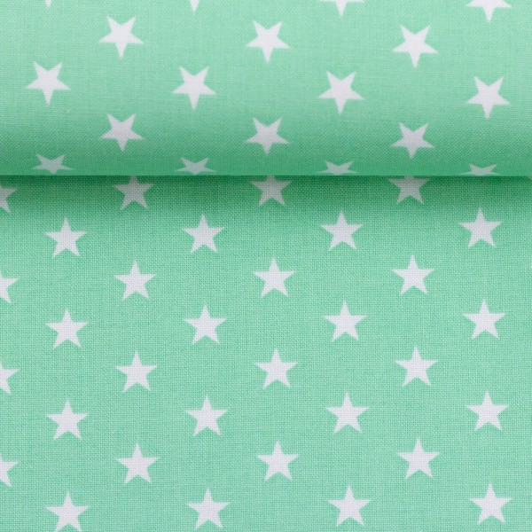 Baumwollstoff Sterne Hell Mint %
