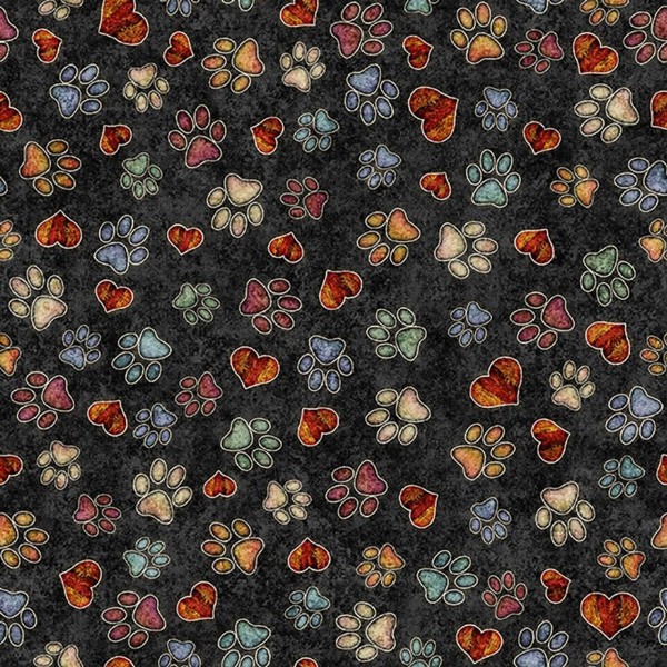 Pfoten Stoff Puppy Dog Prints Anthrazit