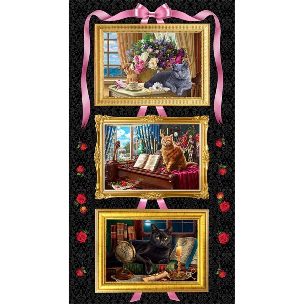 Katzen Stoff Madame Victoria Elegant Cats Panel