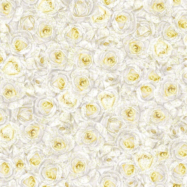 Rosen Blumen Stoff White Metallic Roses