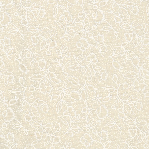 Überbreiter Stoff Ivory Blumen Ton in Ton Creme