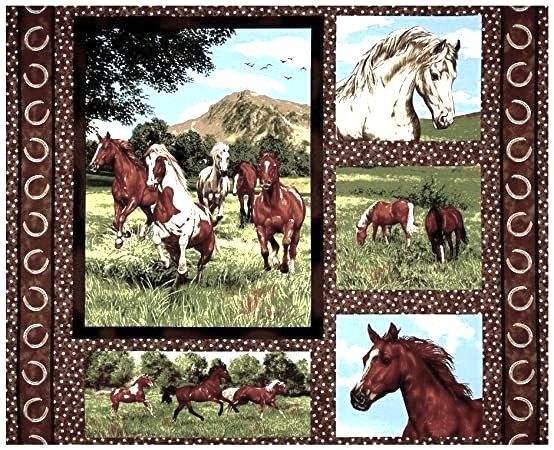 Pferde Stoff Panel Run Free Horses