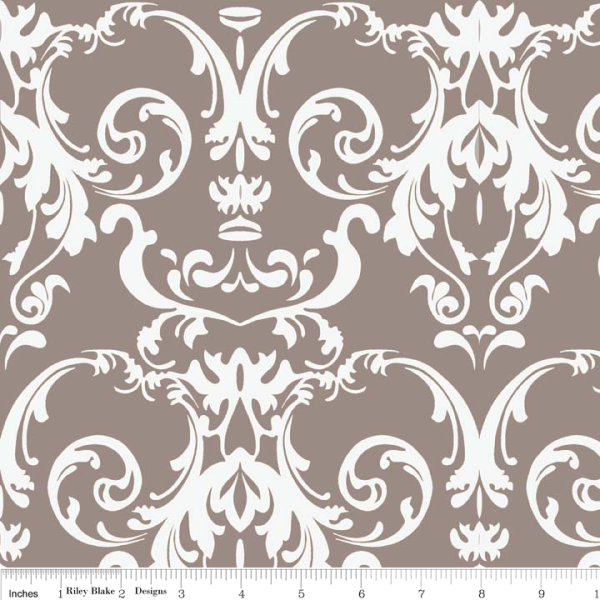 Halle Rose Stoff Damask Taupe