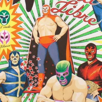 % Wrestling Sport Stoff Super Lucha Libre Retro