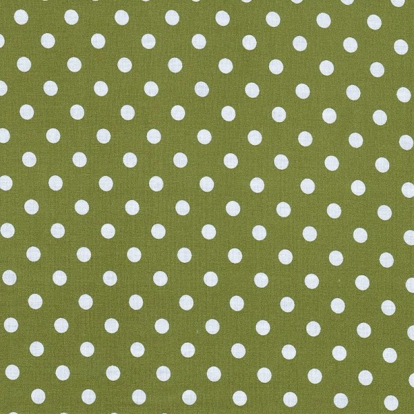 Baumwollstoff Dots 7mm Olivgrün Weiß