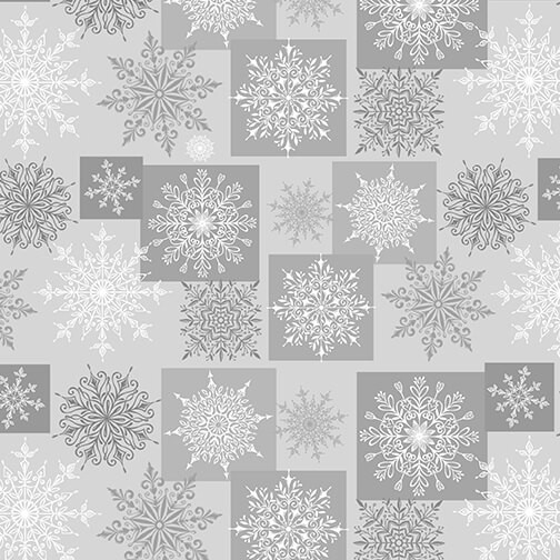 Schneeflocken Stoff Grau Holiday Lane Snowflakes Blocks Gray