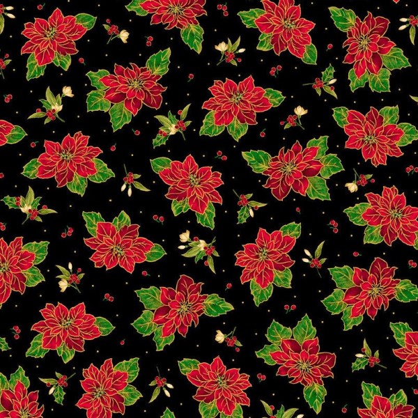 Weihnachtssterne Stoff Lavish Spaced Poinsettias