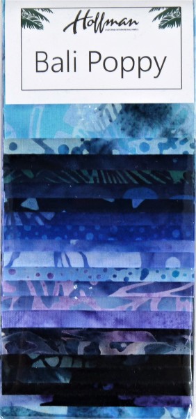 Batik Stoffe Bali Poppy Blue Hawaiian 2 1/2 Inch Strips