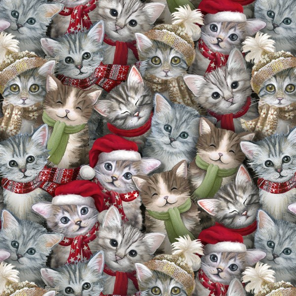Katzen Weihnachtsstoff A Purr-Fect Holiday Season Digitaldruck